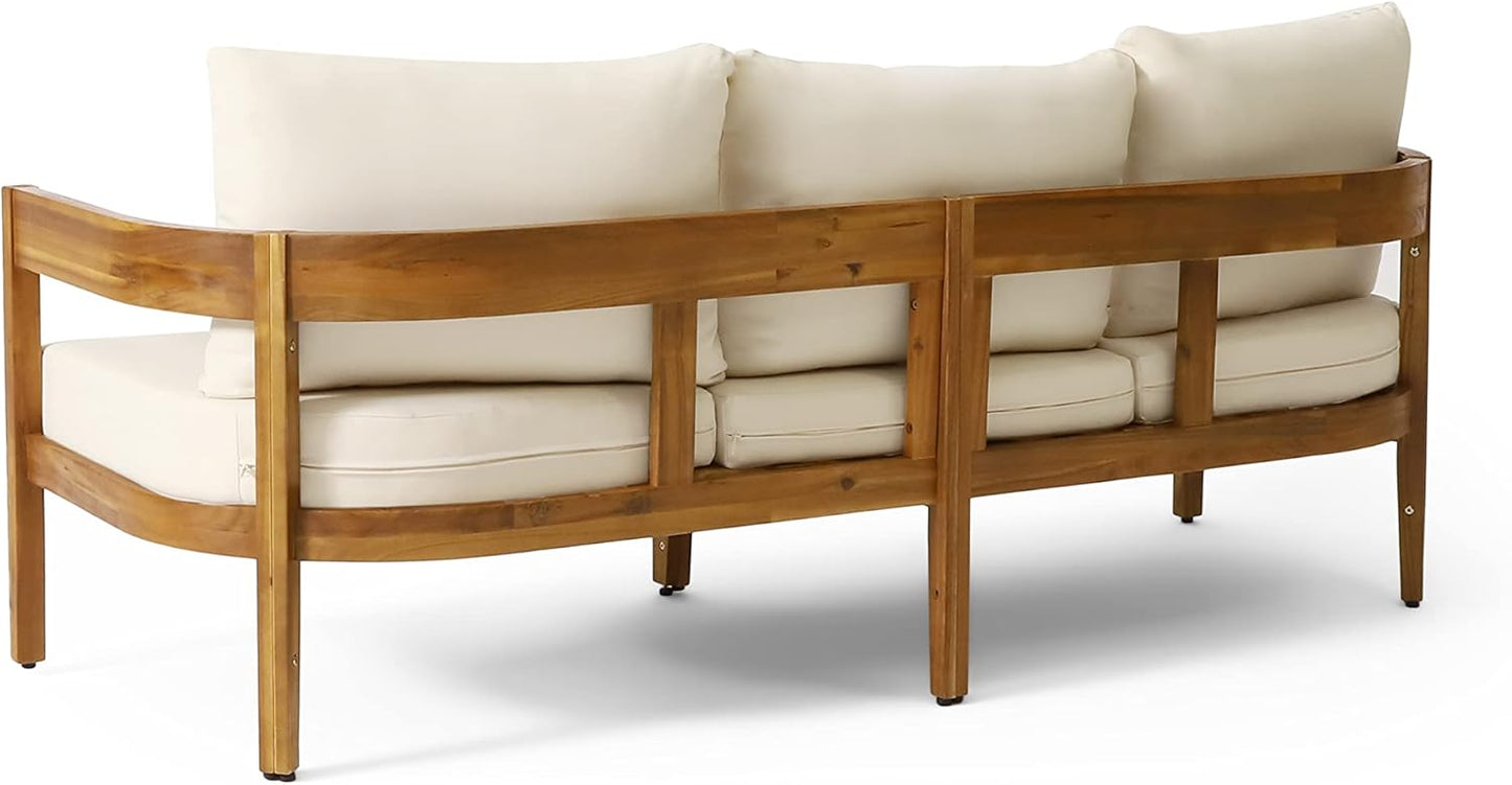 🌞 Outdoor 3-Seater Sofa – Cozy Acacia Wood Lounge with Cushions 🪑 Limited Time Summer Deal! 🌿