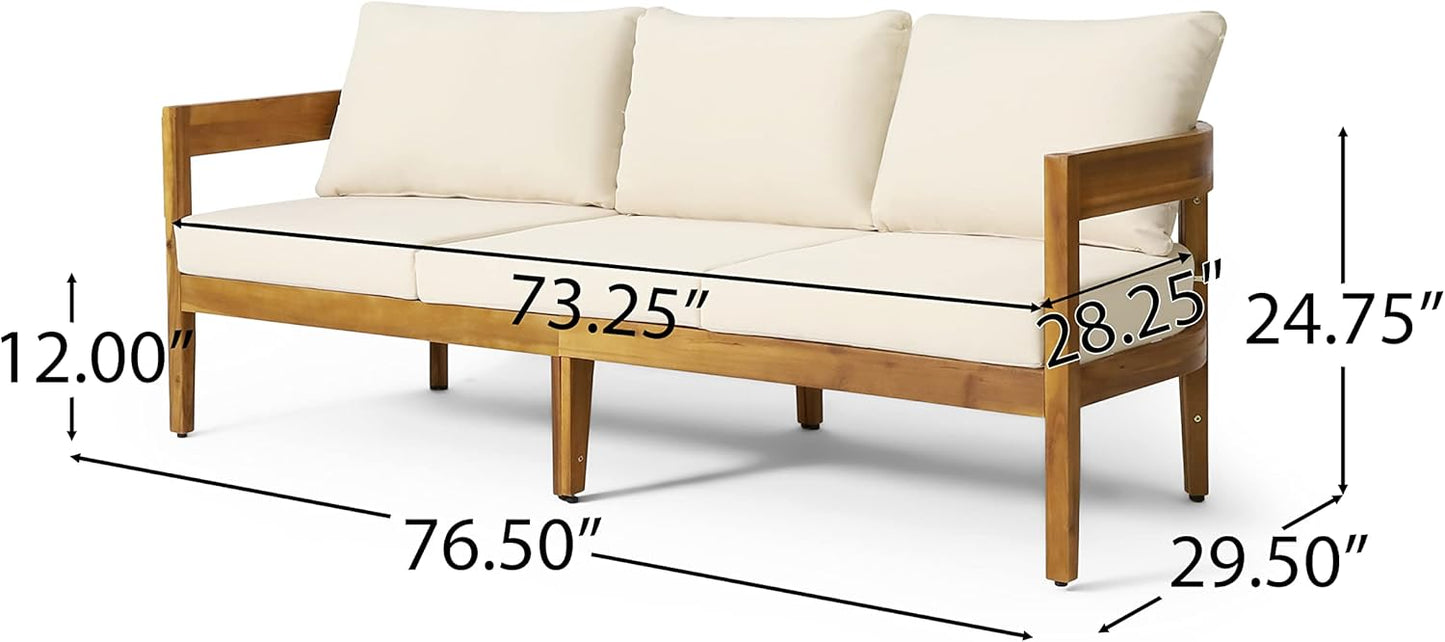 🌞 Outdoor 3-Seater Sofa – Cozy Acacia Wood Lounge with Cushions 🪑 Limited Time Summer Deal! 🌿