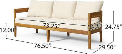 🌞 Outdoor 3-Seater Sofa – Cozy Acacia Wood Lounge with Cushions 🪑 Limited Time Summer Deal! 🌿