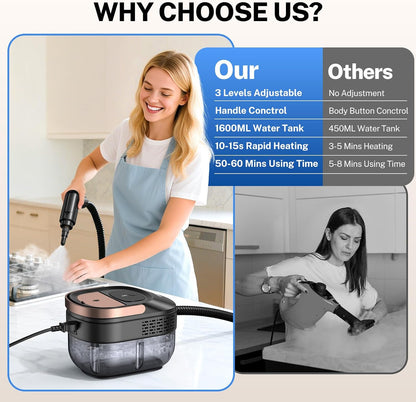 ⚡ Handheld Steam Cleaner – 3-Level Adjustable, Quick Heat-Up, Deep Clean Home & Car 🧽 Limited Time Deal! 🎉