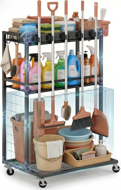 🧹 Multifunctional Rolling Cleaning Cart – Organize, Store & Move All Your Cleaning Tools Effortlessly 🚀 Limited Time Deal! 🎉