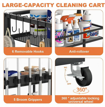 🧹 Multifunctional Rolling Cleaning Cart – Organize, Store & Move All Your Cleaning Tools Effortlessly 🚀 Limited Time Deal! 🎉
