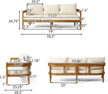 🌞 Outdoor 3-Seater Sofa – Cozy Acacia Wood Lounge with Cushions 🪑 Limited Time Summer Deal! 🌿