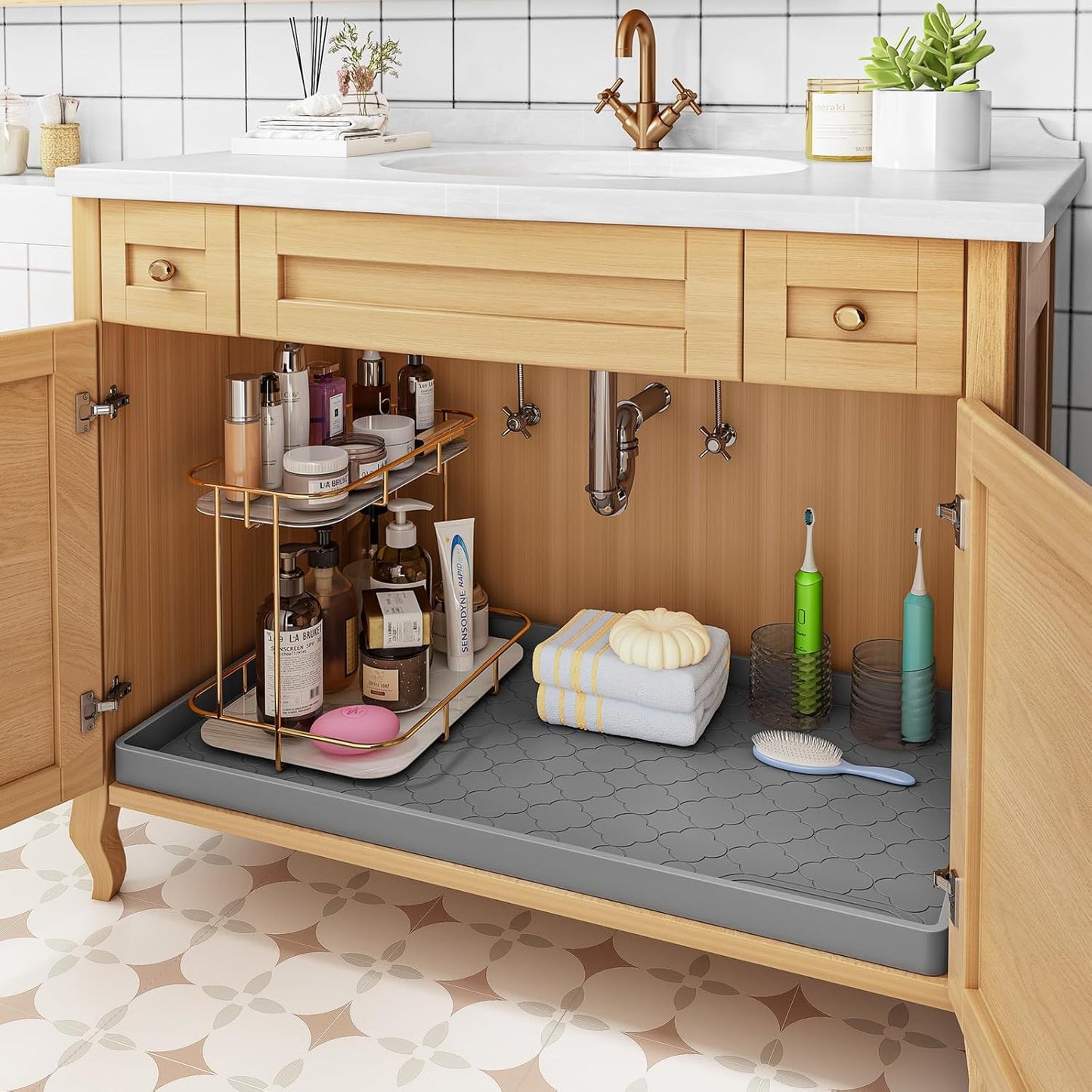 💧 Waterproof Under Sink Mat – Protect Cabinets, Keep Surfaces Clean & Dry ✅ Limited Time Deal! 🛒