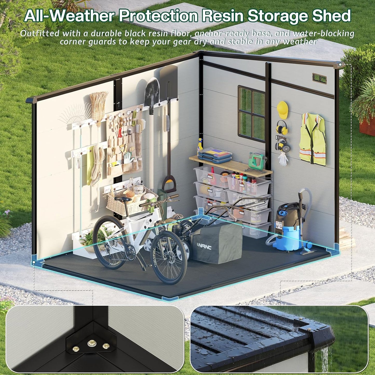 🏡 7x7 FT Outdoor Storage Shed – Waterproof & UV-Resistant with Skylight & Ventilation 🌞 Limited Time Offer! 🛒