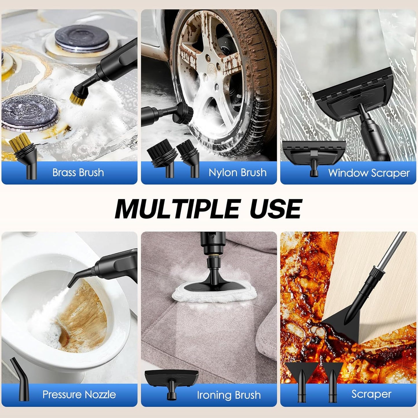 ⚡ Handheld Steam Cleaner – 3-Level Adjustable, Quick Heat-Up, Deep Clean Home & Car 🧽 Limited Time Deal! 🎉