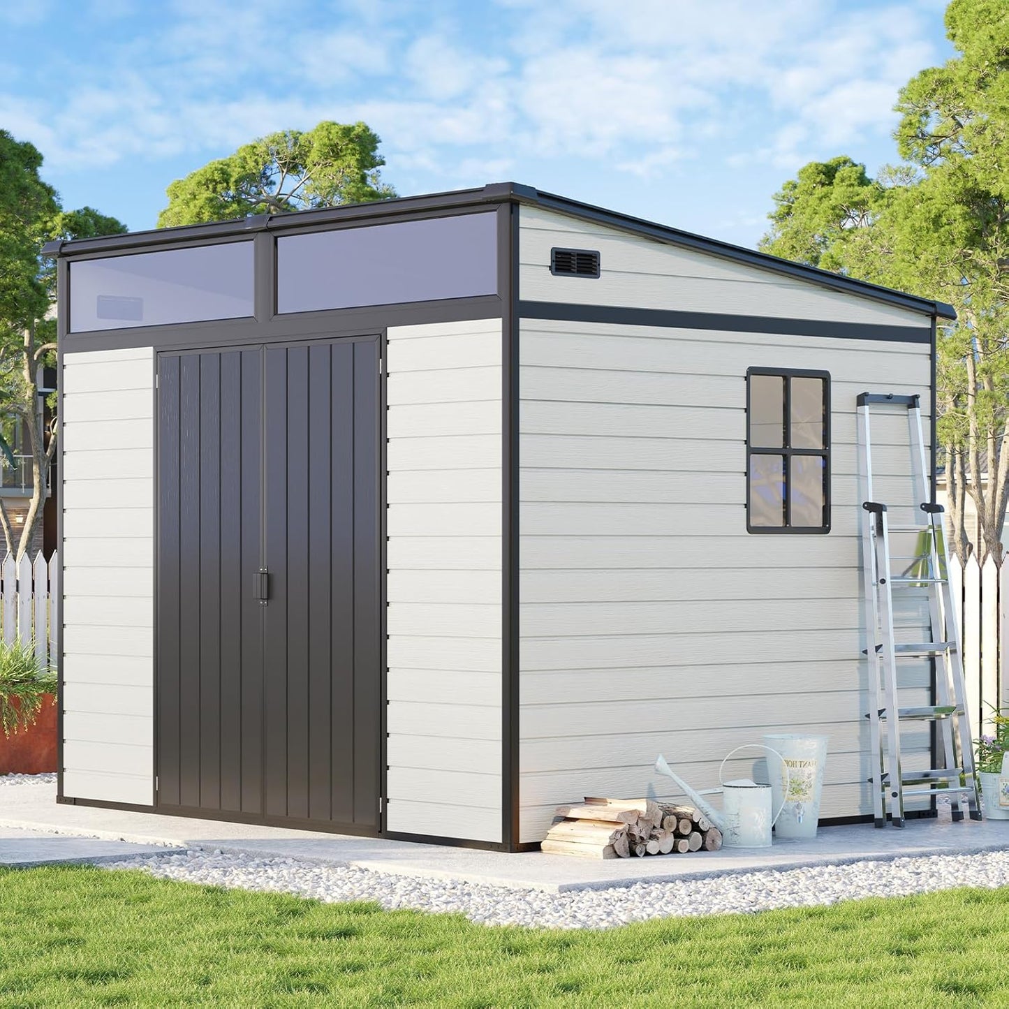 🏡 7x7 FT Outdoor Storage Shed – Waterproof & UV-Resistant with Skylight & Ventilation 🌞 Limited Time Offer! 🛒